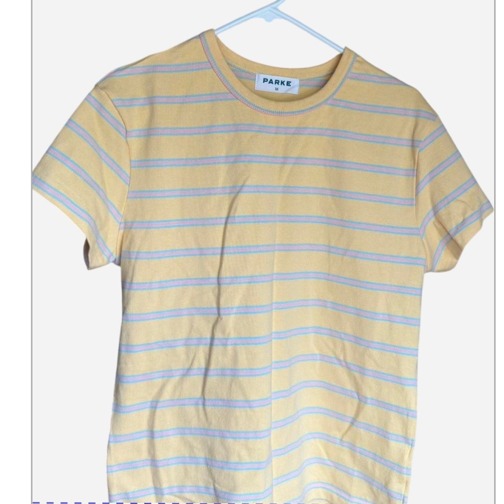 PARKE Yellow Striped Short Sleeve Tee